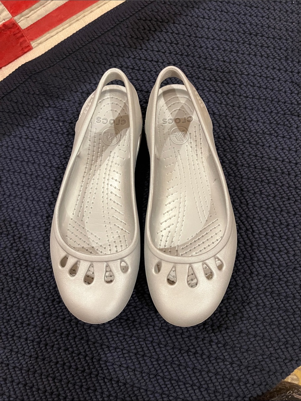 CROCS Women's Metallic Silver Slingback Ballet Flats